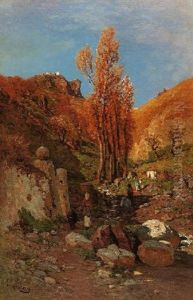 Feldweg Mit Bauerinnen Auf Taormina