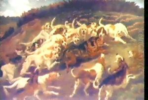 Pack Of Dogs And Wolf by Gaston Gelibert