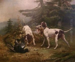 Pointers Rapportant Des Grands Tetras by Jules Bertrand Gelibert