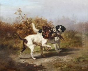 Deux Setters Avec Faisans by Jules Bertrand Gelibert