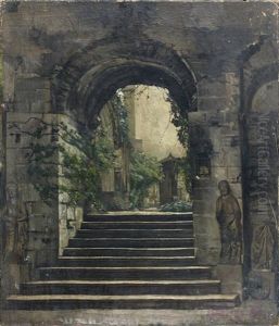 Entree D'un Cloitre Roman by Jules Bertrand Gelibert