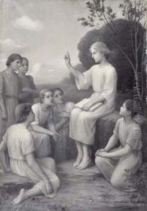 La Lecon Grisaille, Huile Sur Toile by Etienne Azambre