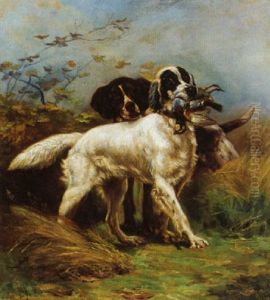 Deux Chiens Rapportant Une Perdrix