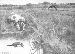 La Chasse Au Canard by Jules Bertrand Gelibert