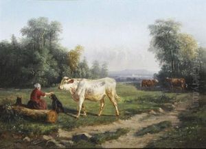 La Gardienne De Vaches by Paul Jean Pierre Gelibert