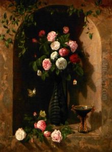 Fleurs Et Papillons by Paul Jean Pierre Gelibert