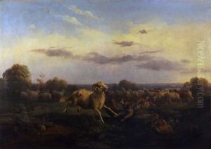 Son Chien Et Son Troupeau by Paul Jean Pierre Gelibert