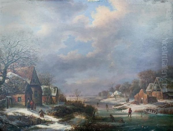 Paysage Du Nord Aux Patineurs - view 1