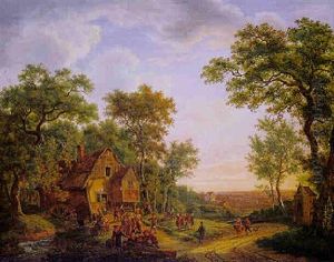 Romantische Waldlandschaft Mit Alter Wassermuhle Unter Baumen Romantische Waldlandschaft Mit Alter Wassermuhle Unter Baumen