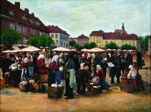 Jewish Figures In The Market Square by Johann Nepomuk Geller