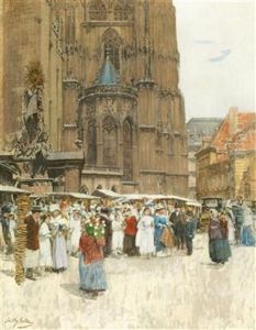 The Day Of Confirmation On Stephansplatz by Johann Nepomuk Geller