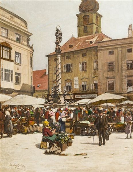 Market At The Herrenplatz In St. Polten - view 1