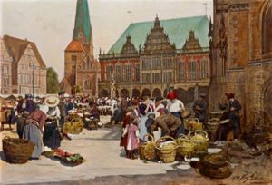 Blick Auf Den Marktplatz In Bremen