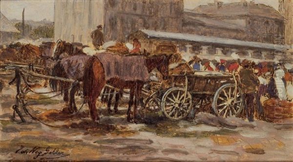 Pferdefuhrwerke Am Marktplatz - view 1