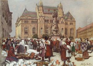 Marktszene In Budapest by Johann Nepomuk Geller