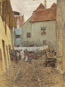 Ein Werkelmann In Weissenkirchen (?) by Johann Nepomuk Geller
