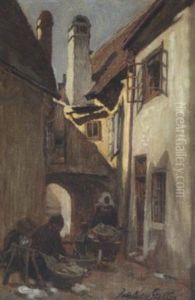 Innenhof (in Der Wachau?) by Johann Nepomuk Geller