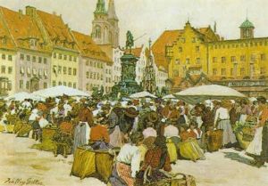 Der Hauptplatz In Nurnberg by Johann Nepomuk Geller