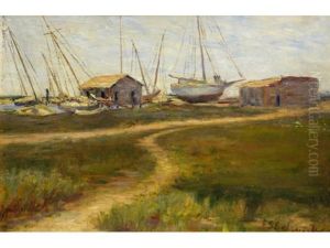 The Boat Yard, Thought To Be The Oakland Estuary by Frances Slater Gelwicks