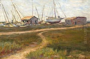 The Bat Yard (oakland Estuary?) by Frances Slater Gelwicks
