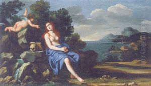 Die Busende Magdalena In Einer Kustenlandschaft by Giacinto Gemignani
