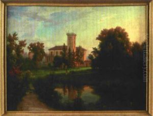 Blick Auf Einen Ostpreussischen Herrensitz Mit Seerosenteich Und Personenstaffage Blick Auf Einen Ostpreussischen Herrensitz Mit Seerosenteich Und Personenstaffage