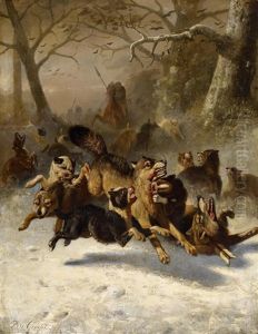 Grose Wolfsjagd Im Winter by Bernard de Gempt