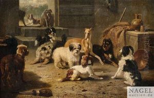Hundeversammlung Im Stall by Bernard de Gempt
