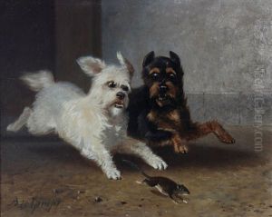 Twee Spelende Hondjes by Bernard de Gempt