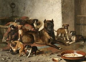 Bulldog And Litter by Bernard de Gempt
