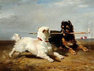 Two Dogs With A Walking-stick