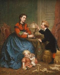 Mere Et Ses Enfants by Felix Francois Barthelemy Genaille