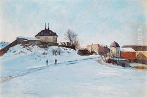 Winter Scene From Sodermalm, Stockholm by Anton Genberg