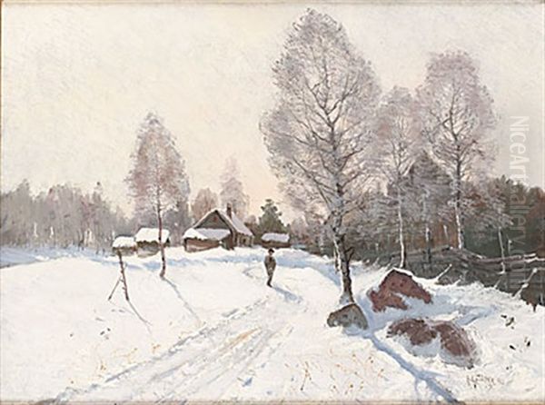 Vinterlandskap Med Figur - view 1