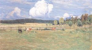 Sommarlandskap Med Betande Kor by Anton Genberg