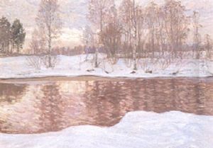 Vinterlandskap Med Vattendrag by Anton Genberg