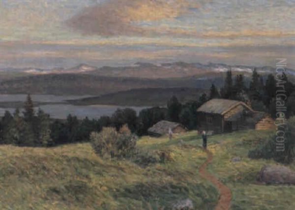 Norrlandskt Insjolandskap Med Gard - view 1