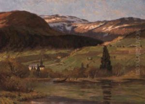 Fjallby I Kvallssol by Anton Genberg