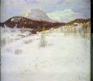 Eftermiddagssol Over Sneklaedte Fjelde Ved Are by Anton Genberg