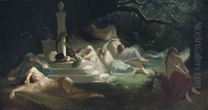 Nymphs At The Tomb Of Adonis by Ernest Augustin Gendron