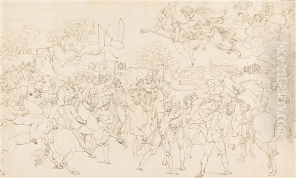 Die Hll. Petrus Und Paulus Erscheinen Attila Vor Rom, Nach Raffaels - view 1