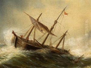 Shipwreck On A Rocky Coast by Theodor Genenger