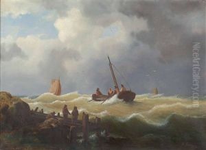Fischerboote An Der Kuste by Theodor Genenger