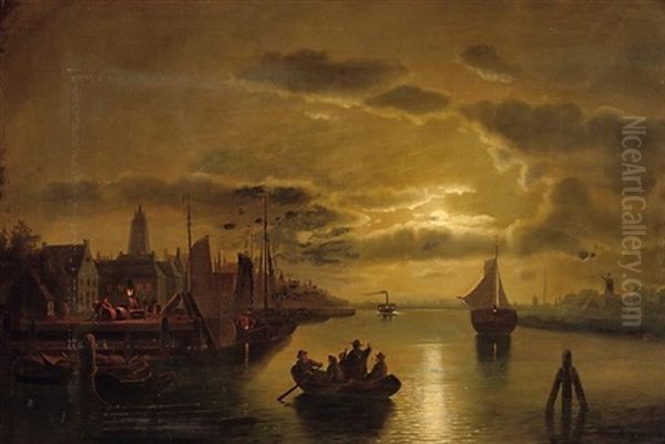 Nachtlicher Hafen Im Mondenschein - view 1