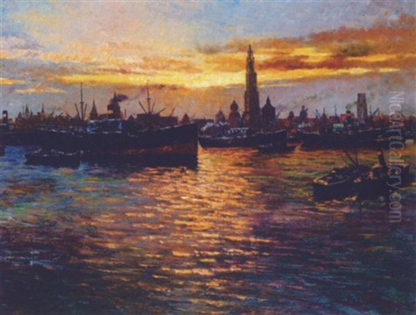 Abend Im Hafen Von Antwerpen - view 1