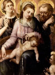 Sainte Famille Avec Sainte Catherine D'alexandrie by Girolamo Genga