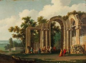 Visiteur Dans Les Ruines Antiques by Jean Baptiste Genillion