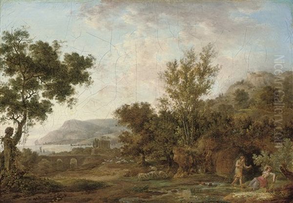 A Wooded River Landscape With An Amorous Couple In The Foreground - view 1