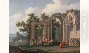 Visiteurs Dans Des Ruines Antiques