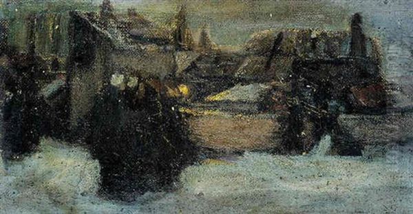 Dorf In Winterdammerung - view 1